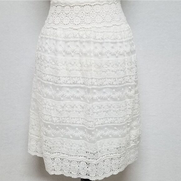 LUNA Cream Illusion Lace Crochet Sunflower Sleeveless Dress Small - Picture 6 of 14